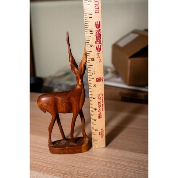 Vintage Mid Century Gazelle Impala Wooden Hand Carved Art Sculpture Teak - Picture 5 of 5